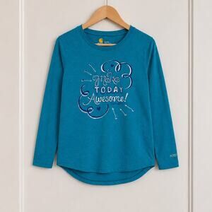 Carhartt Force Girls Size XL (14) Long Sleeve Graphic Performance Shirt Teal